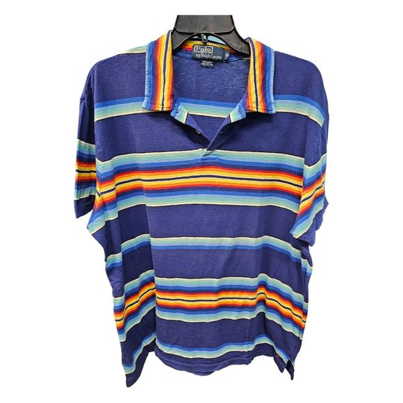Polo Ralph Lauren Vintage 90's Striped Polo Size XL - Picture 2 of 6